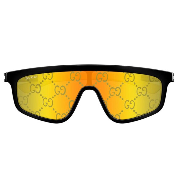 NEW GUCCI SHIELD UNISEX SUNGLASSES GUCCI, YELLOW EYEWEAR GUCCI - Picture 2 of 3